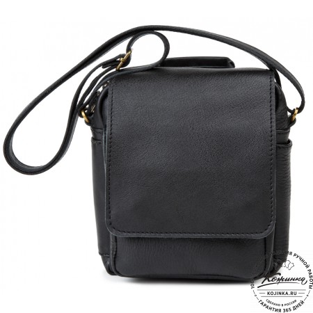 Кожаная сумка через плечо "Шерлок" (черная)